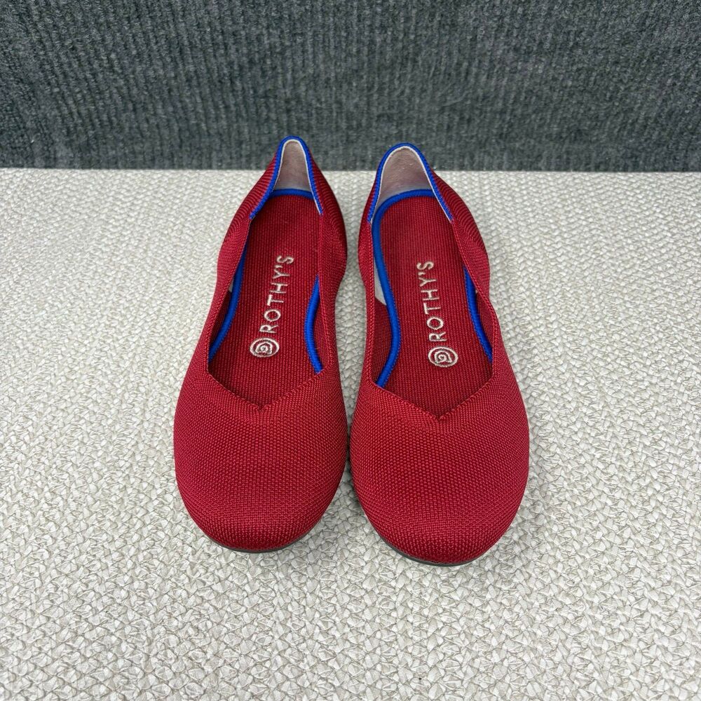 Rothy’s The Flat Round Toe Ballet Knit Raspberry Red Women’s Size 8.5